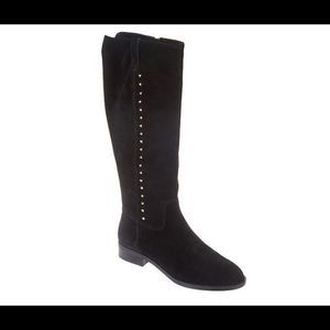 Marc Fisher Wide Calf Leather Tall Shaft Boots Secrit Black Suede - Medium